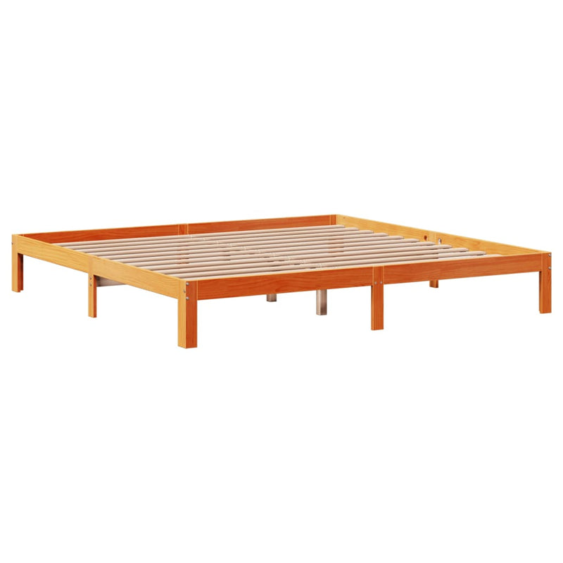 vidaXL barna tömör fenyőfa könyvespolcos ágy matrac nélkül 180 x 200cm