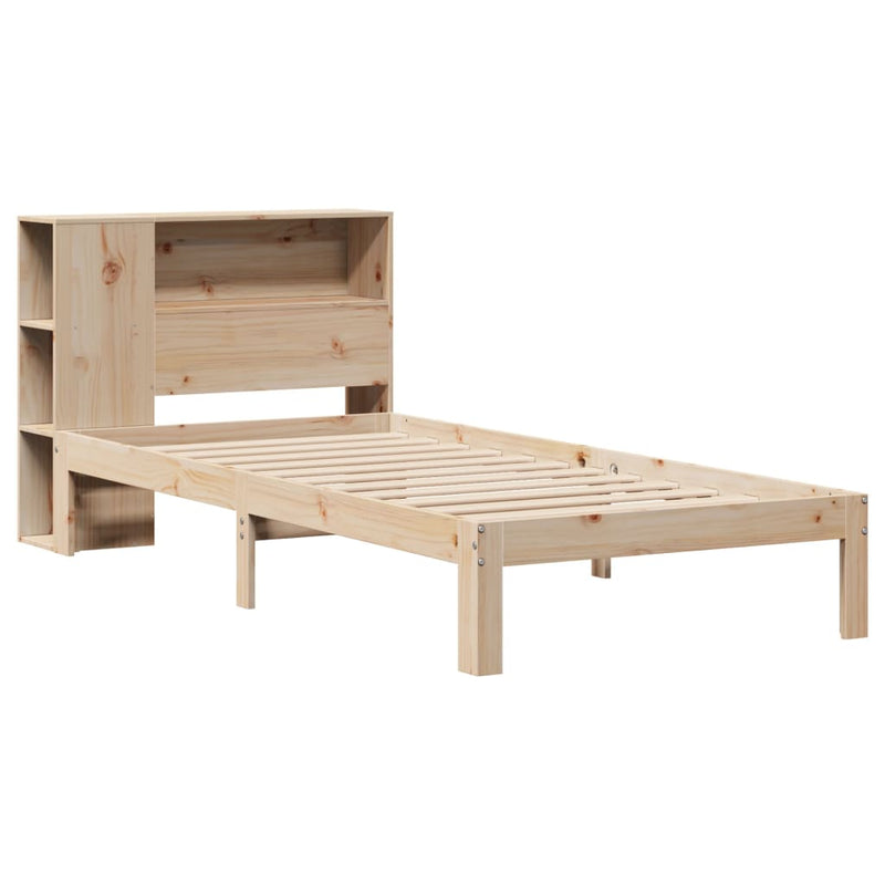 vidaXL tömör fenyőfa könyvespolcos ágy matrac nélkül 75 x 190 cm