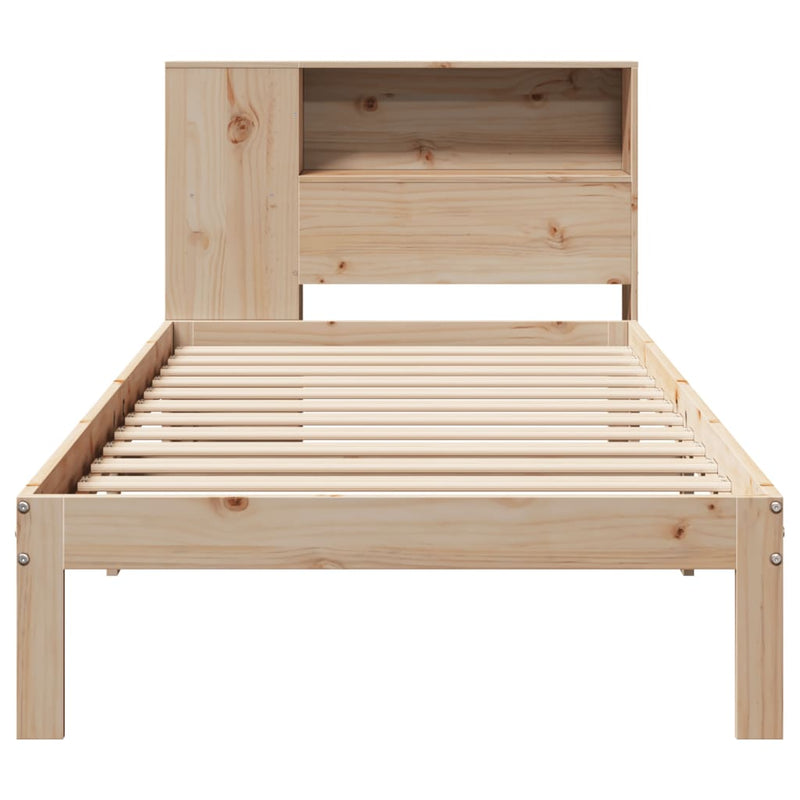 vidaXL tömör fenyőfa könyvespolcos ágy matrac nélkül 75 x 190 cm