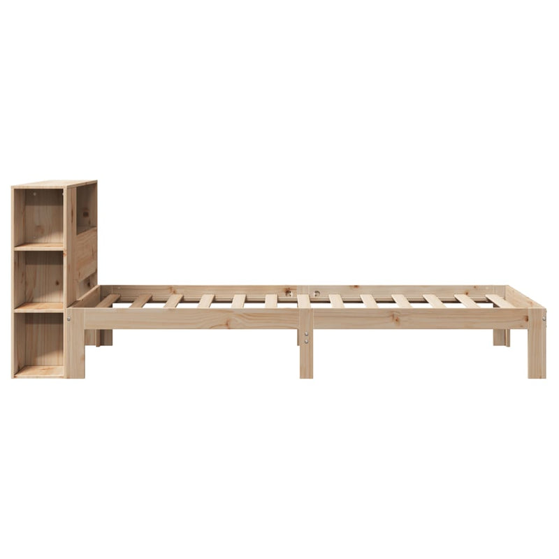 vidaXL tömör fenyőfa könyvespolcos ágy matrac nélkül 75 x 190 cm