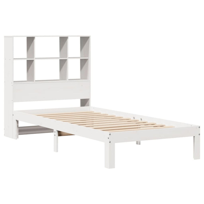 vidaXL fehér tömör fenyőfa könyvespolcos ágy matrac nélkül 90 x 190 cm
