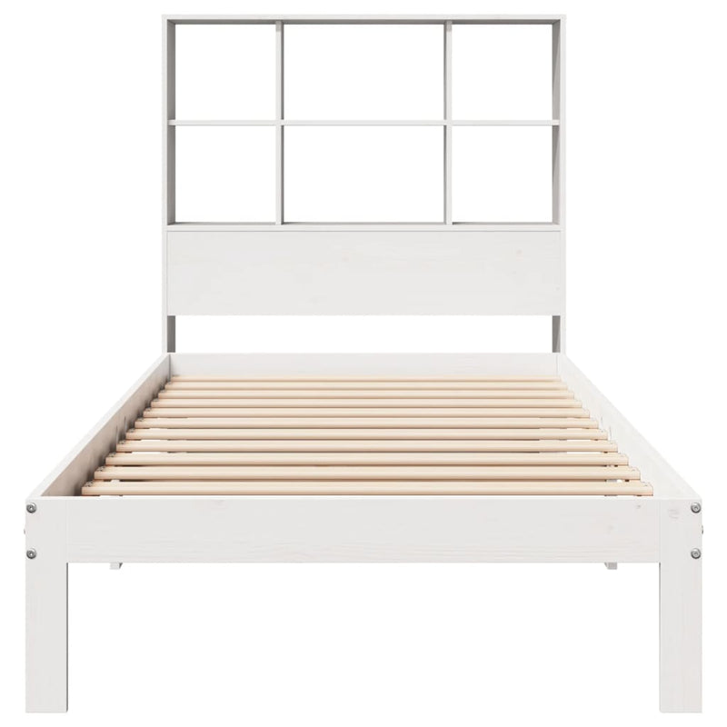 vidaXL fehér tömör fenyőfa könyvespolcos ágy matrac nélkül 90 x 190 cm