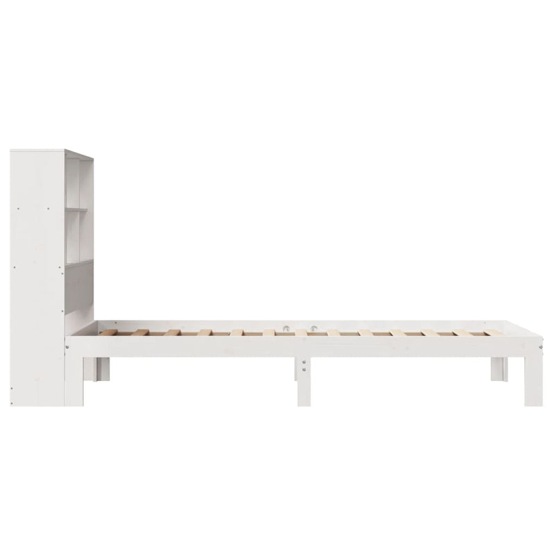 vidaXL fehér tömör fenyőfa könyvespolcos ágy matrac nélkül 90 x 190 cm