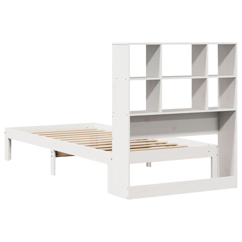 vidaXL fehér tömör fenyőfa könyvespolcos ágy matrac nélkül 90 x 190 cm