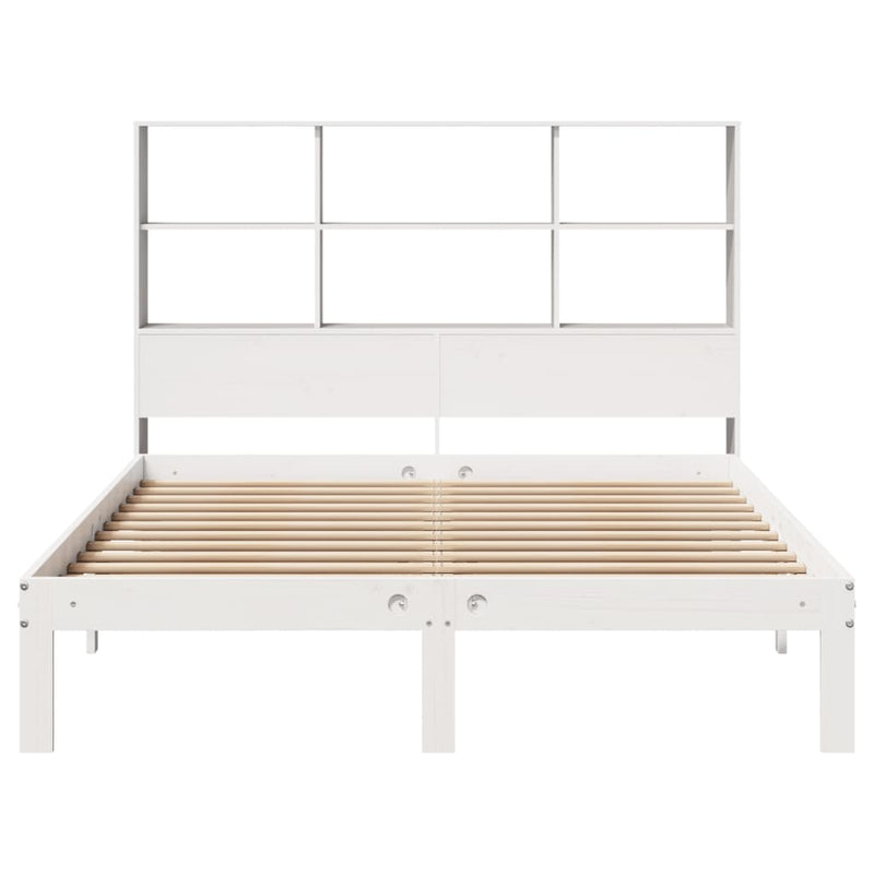 vidaXL fehér tömör fenyőfa könyvespolcos ágy matrac nélkül 120x190 cm