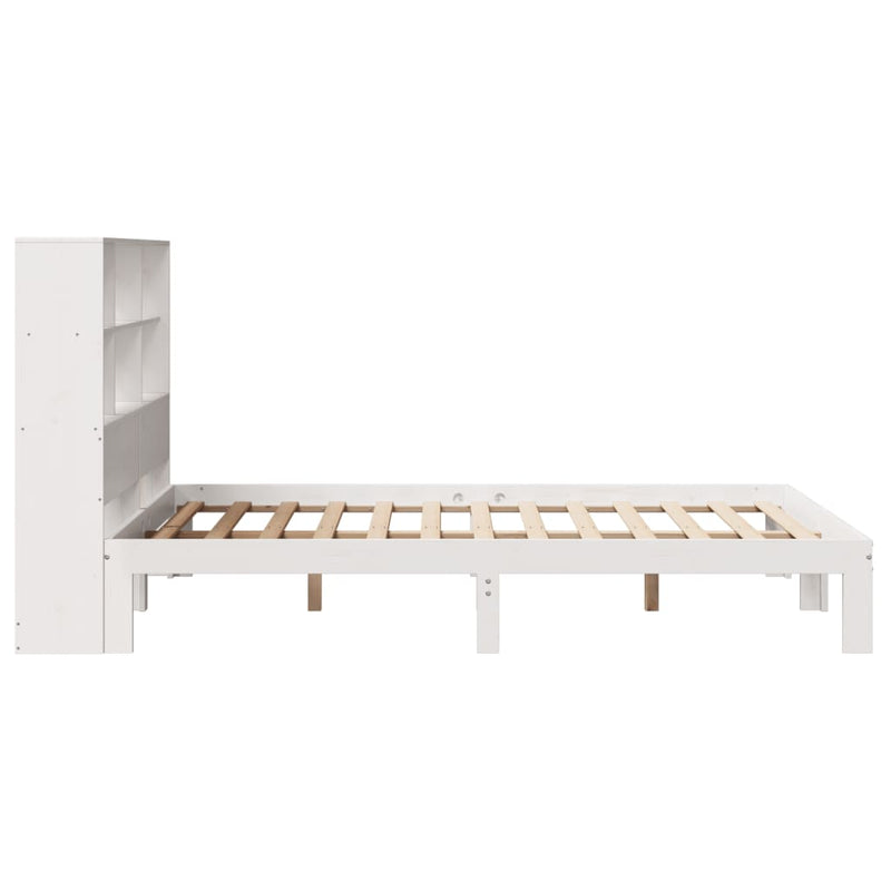 vidaXL fehér tömör fenyőfa könyvespolcos ágy matrac nélkül 120x190 cm