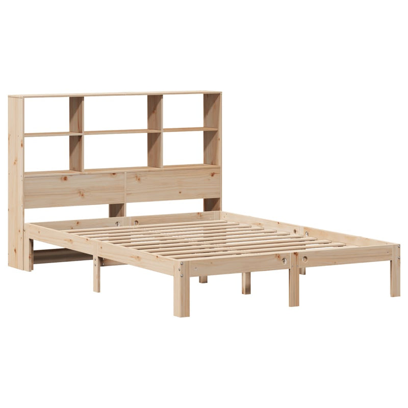 vidaXL tömör fenyőfa könyvespolcos ágy matrac nélkül 140 x 190 cm