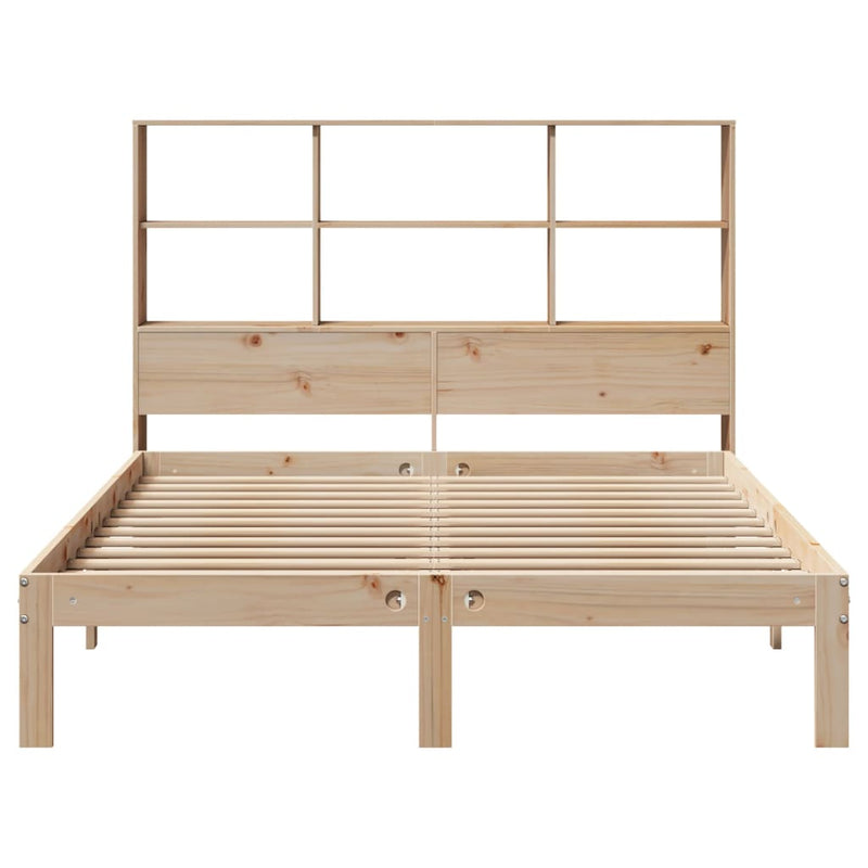 vidaXL tömör fenyőfa könyvespolcos ágy matrac nélkül 140 x 190 cm
