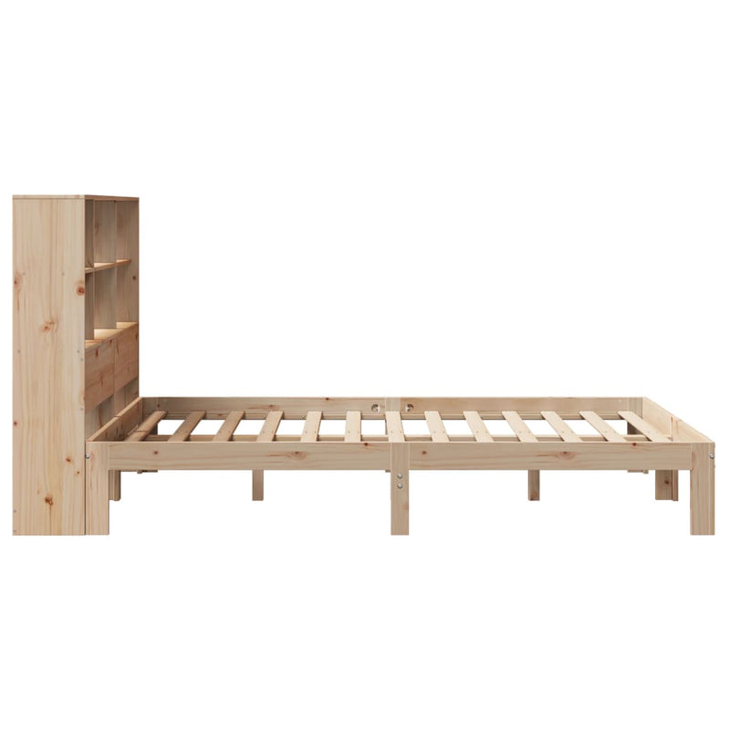 vidaXL tömör fenyőfa könyvespolcos ágy matrac nélkül 140 x 190 cm