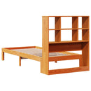 vidaXL barna tömör fenyőfa könyvespolcos ágy matrac nélkül 75 x 190 cm