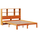 vidaXL barna tömör fenyőfa könyvespolcos ágy matrac nélkül 135 x 190cm