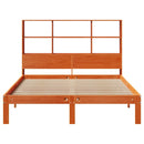 vidaXL barna tömör fenyőfa könyvespolcos ágy matrac nélkül 135 x 190cm