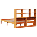 vidaXL barna tömör fenyőfa könyvespolcos ágy matrac nélkül 135 x 190cm
