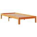 vidaXL barna tömör fenyőfa könyvespolcos ágy matrac nélkül 100 x 200cm