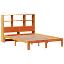 vidaXL barna tömör fenyőfa könyvespolcos ágy matrac nélkül 140 x 200cm
