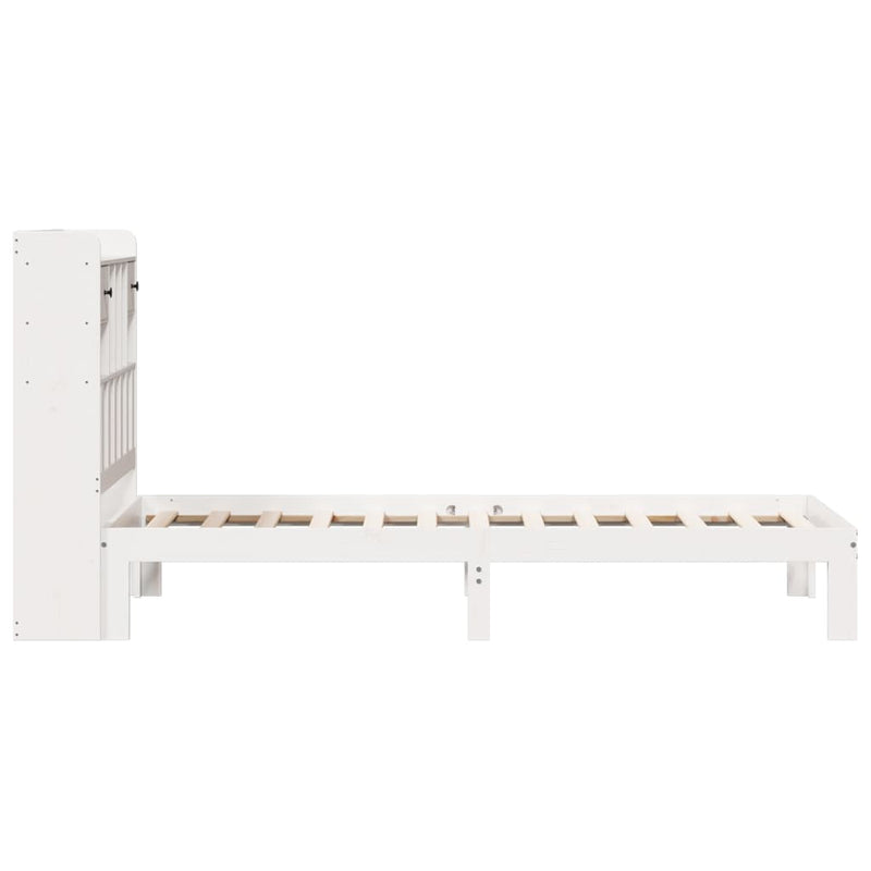 vidaXL fehér tömör fenyőfa könyvespolcos ágy matrac nélkül 75 x 190 cm
