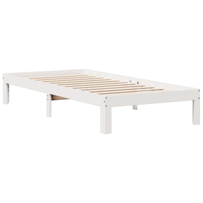 vidaXL fehér tömör fenyőfa könyvespolcos ágy matrac nélkül 75 x 190 cm