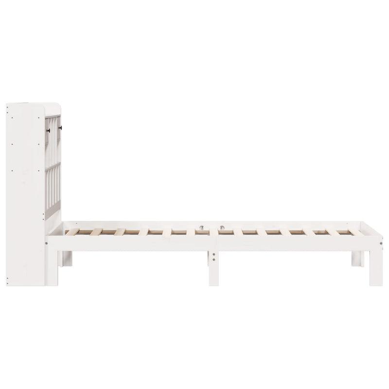 vidaXL fehér tömör fenyőfa könyvespolcos ágy matrac nélkül 90 x 190 cm