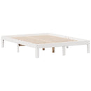 vidaXL fehér tömör fenyőfa könyvespolcos ágy matrac nélkül 135x190 cm