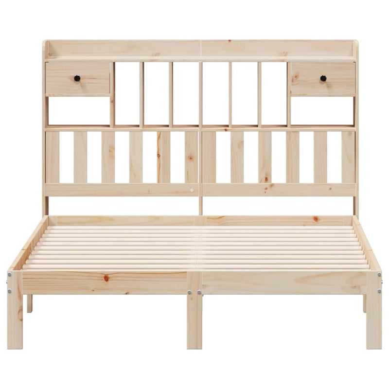 vidaXL tömör fenyőfa könyvespolcos ágy matrac nélkül 140 x 190 cm