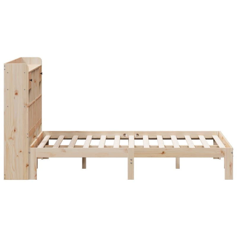 vidaXL tömör fenyőfa könyvespolcos ágy matrac nélkül 140 x 190 cm