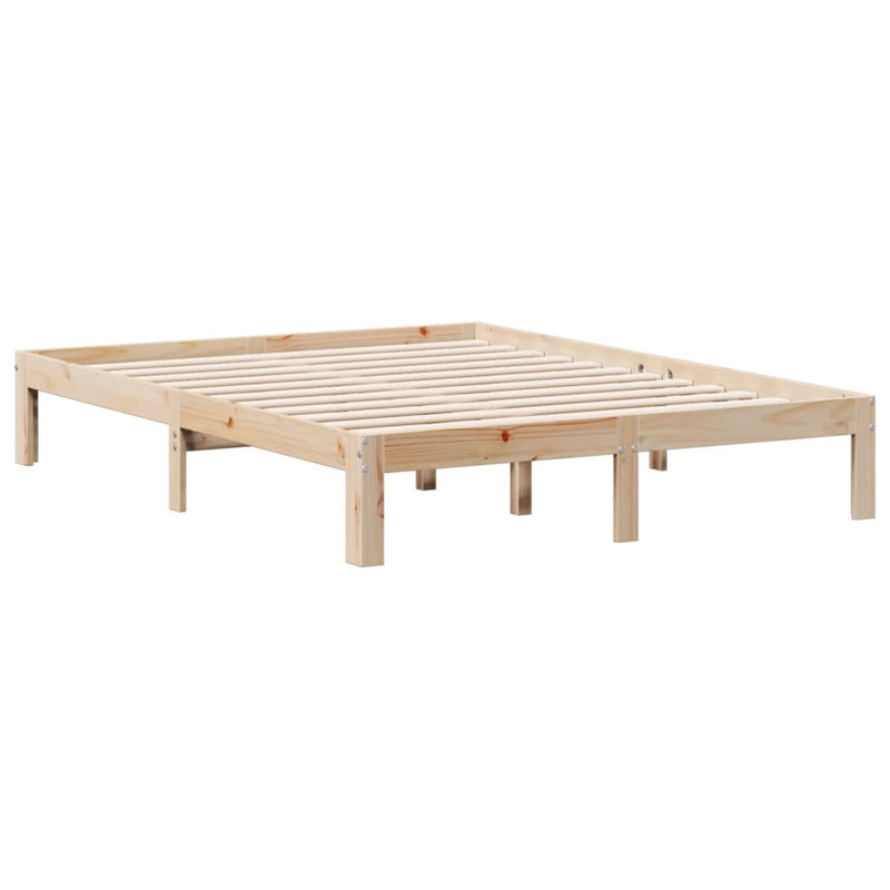 vidaXL tömör fenyőfa könyvespolcos ágy matrac nélkül 140 x 190 cm