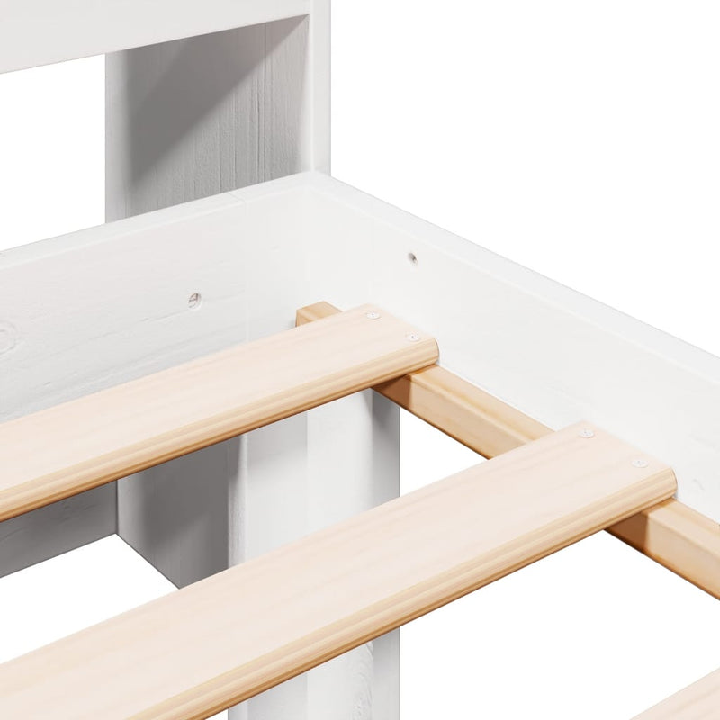 vidaXL fehér tömör fenyőfa könyvespolcos ágy matrac nélkül 90 x 200 cm