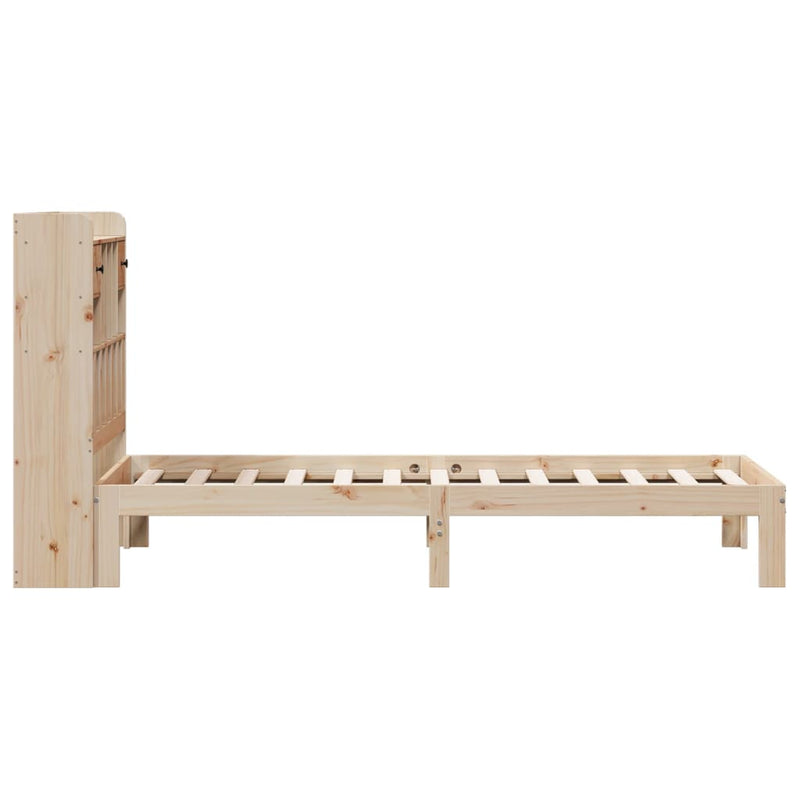 vidaXL tömör fenyőfa könyvespolcos ágy matrac nélkül 100 x 200 cm