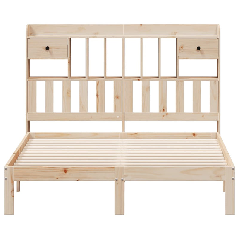 vidaXL tömör fenyőfa könyvespolcos ágy matrac nélkül 150 x 200 cm