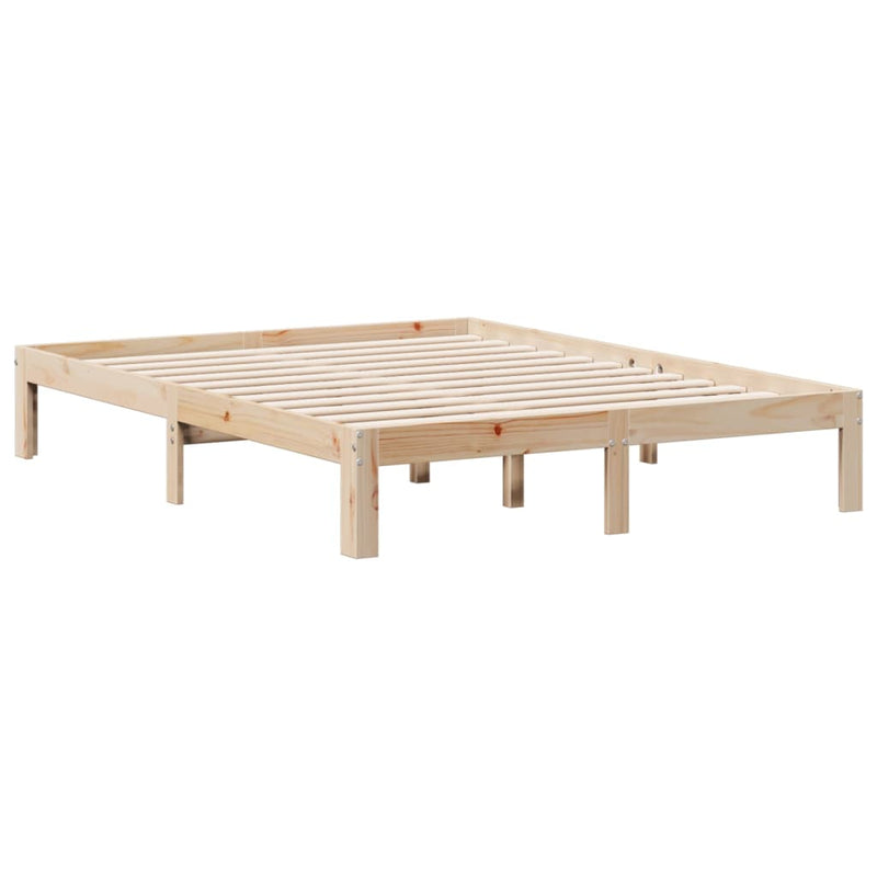vidaXL tömör fenyőfa könyvespolcos ágy matrac nélkül 150 x 200 cm