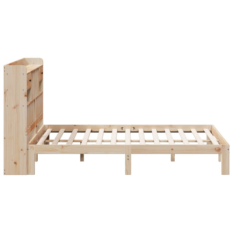 vidaXL tömör fenyőfa könyvespolcos ágy matrac nélkül 180 x 200 cm