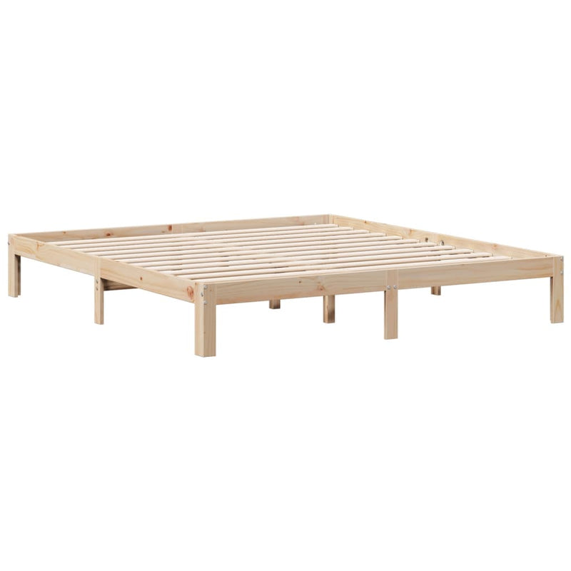 vidaXL tömör fenyőfa könyvespolcos ágy matrac nélkül 180 x 200 cm