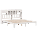 vidaXL fehér tömör fenyőfa könyvespolcos ágy matrac nélkül 180x200 cm