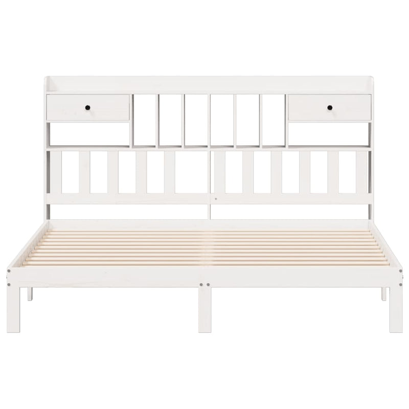 vidaXL fehér tömör fenyőfa könyvespolcos ágy matrac nélkül 180x200 cm