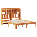 vidaXL barna tömör fenyőfa könyvespolcos ágy matrac nélkül 135 x 190cm