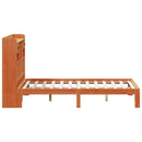 vidaXL barna tömör fenyőfa könyvespolcos ágy matrac nélkül 135 x 190cm