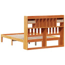 vidaXL barna tömör fenyőfa könyvespolcos ágy matrac nélkül 135 x 190cm
