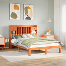 vidaXL barna tömör fenyőfa könyvespolcos ágy matrac nélkül 135 x 190cm