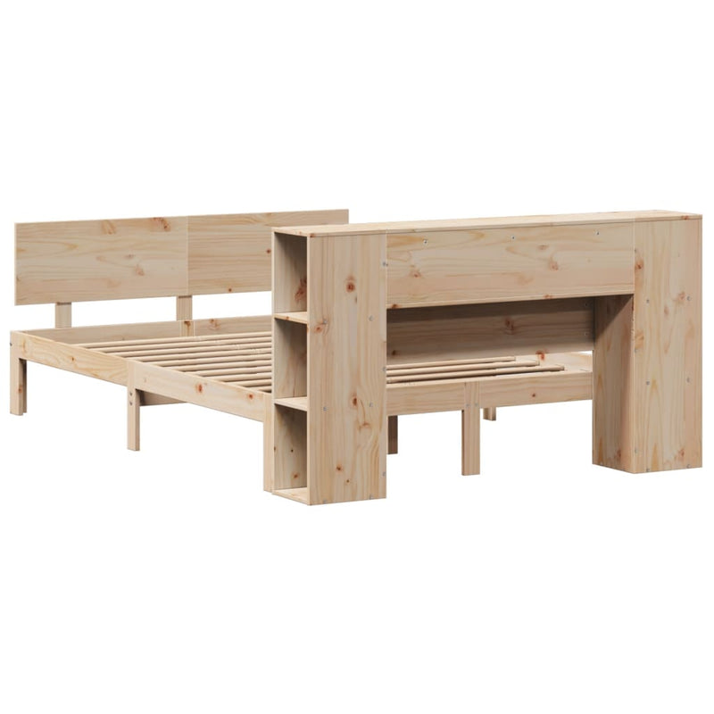 vidaXL tömör fenyőfa könyvespolcos ágy matrac nélkül 140 x 190 cm