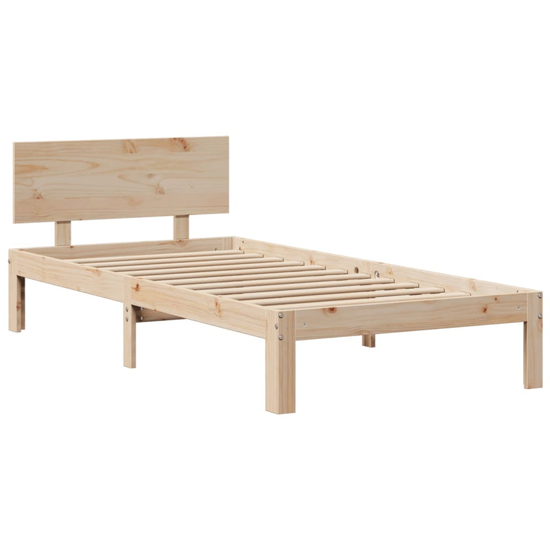 vidaXL tömör fenyőfa könyvespolcos ágy matrac nélkül 140 x 190 cm