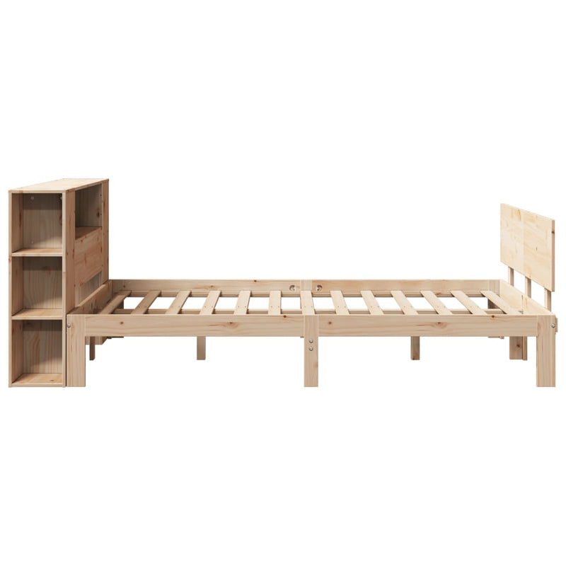 vidaXL tömör fenyőfa könyvespolcos ágy matrac nélkül 140 x 200 cm