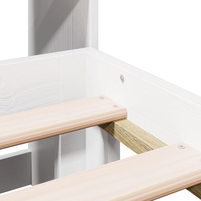 vidaXL fehér tömör fenyőfa könyvespolcos ágy matrac nélkül 135x190 cm