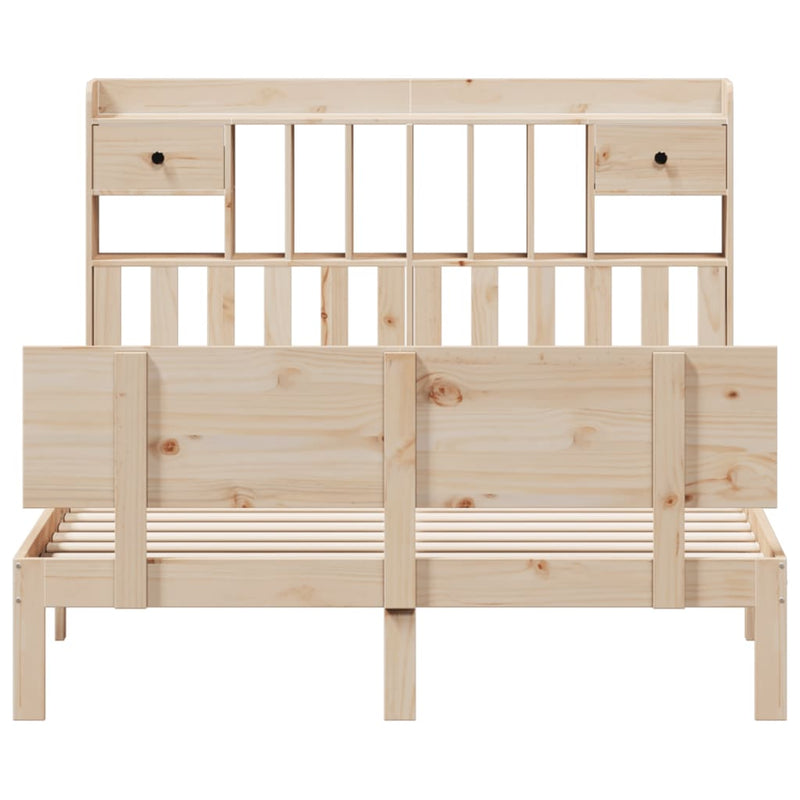 vidaXL tömör fenyőfa könyvespolcos ágy matrac nélkül 140 x 190 cm
