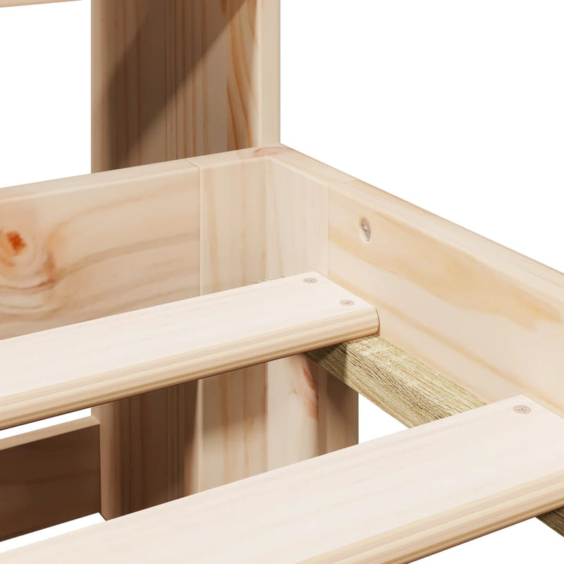 vidaXL tömör fenyőfa könyvespolcos ágy matrac nélkül 140 x 190 cm