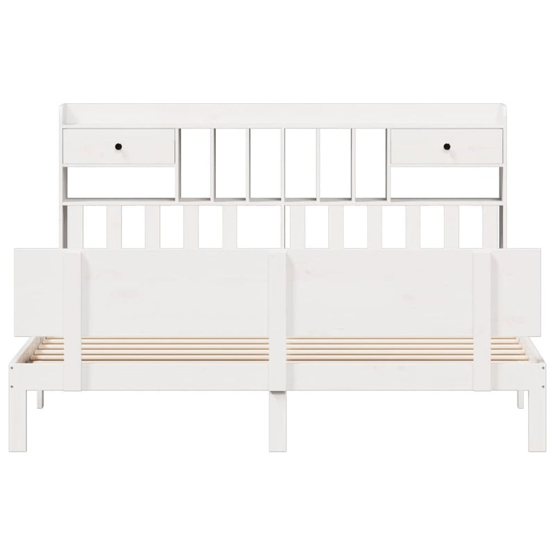 vidaXL fehér tömör fenyőfa könyvespolcos ágy matrac nélkül 180x200 cm