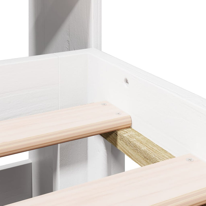 vidaXL fehér tömör fenyőfa könyvespolcos ágy matrac nélkül 180x200 cm