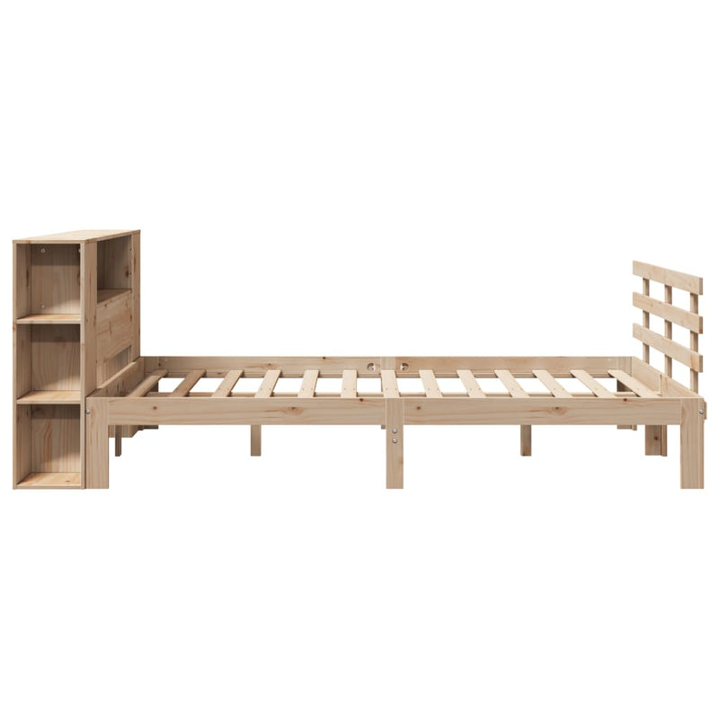 vidaXL tömör fenyőfa könyvespolcos ágy matrac nélkül 140 x 190 cm