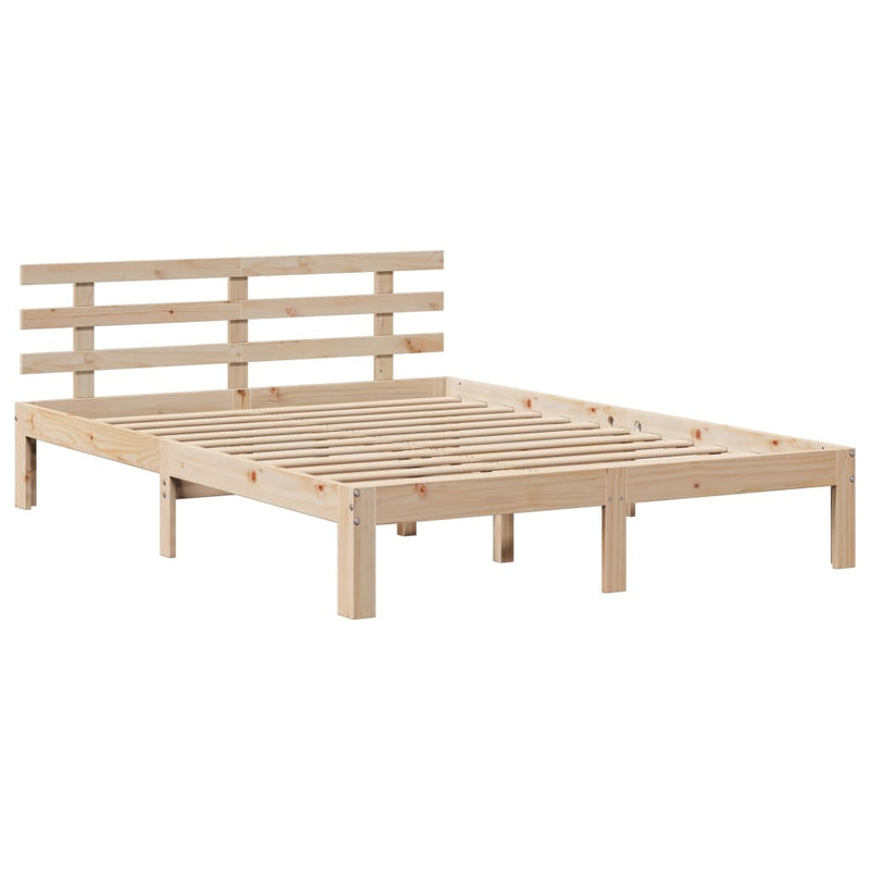 vidaXL tömör fenyőfa könyvespolcos ágy matrac nélkül 140 x 190 cm