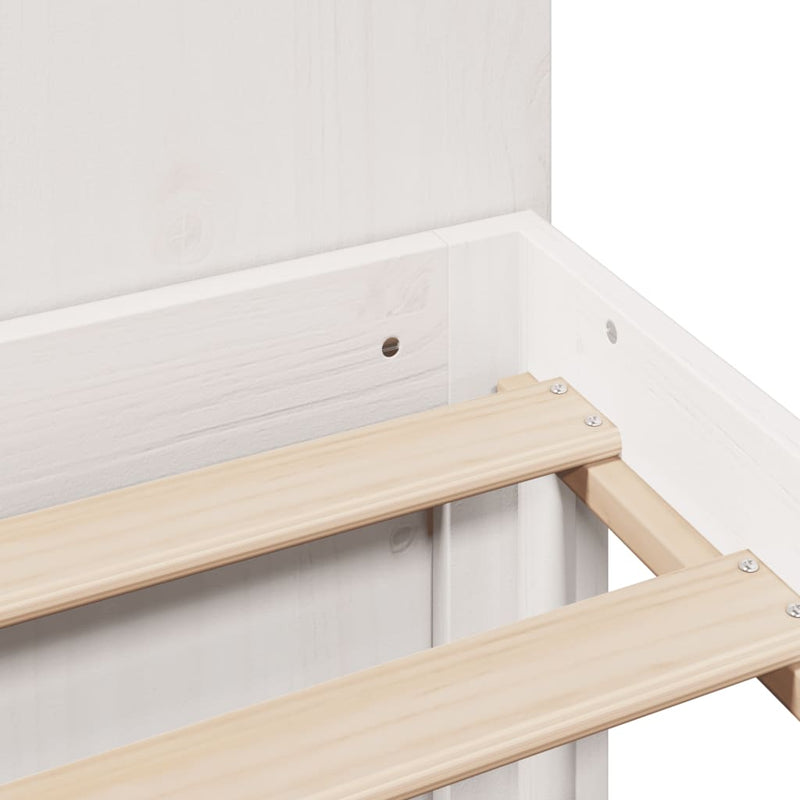 vidaXL fehér tömör fenyőfa könyvespolcos ágy matrac nélkül 120x200 cm