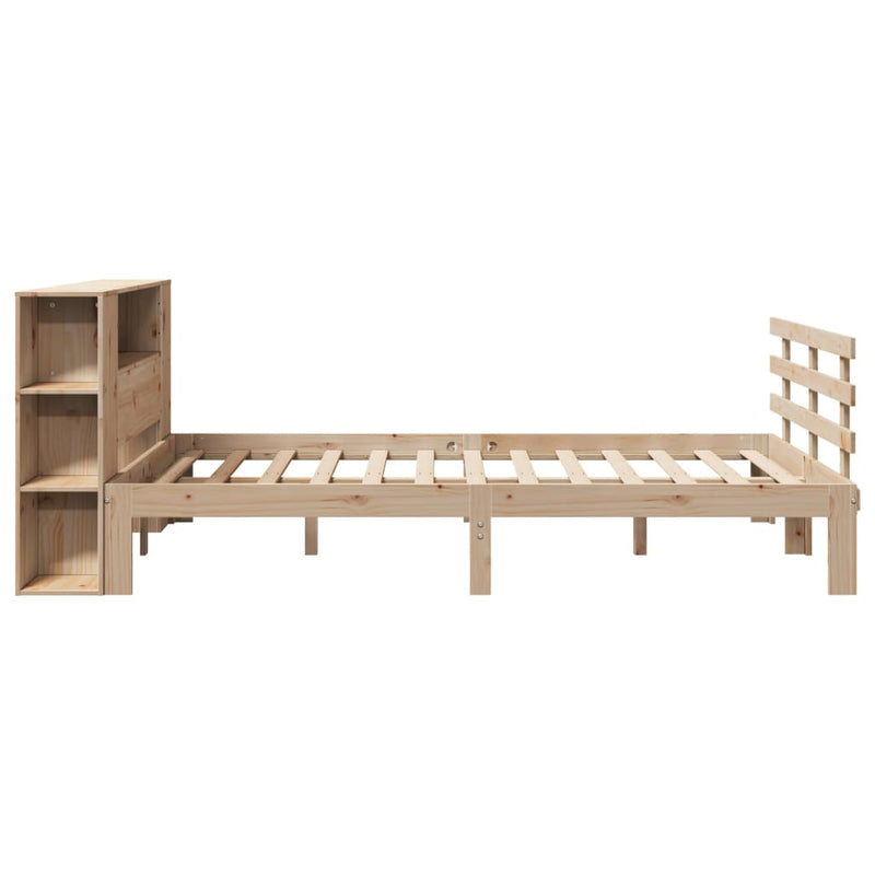 vidaXL tömör fenyőfa könyvespolcos ágy matrac nélkül 160 x 200 cm